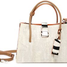 Miu Miu Animal Print And Linen Blend Bag BIANCO+NAT