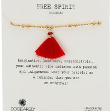 Dogeared Free Spirit Faceted Ball Chain and Tassel Bracelet Gold/Red