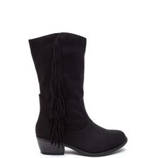 Incaltaminte Femei CheapChic Fringe Off Faux Suede Boots Black