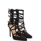 Incaltaminte Femei CheapChic Caged Over Faux Suede Heels Black