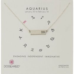 Dogeared Aquarius Zodiac Bar Necklace Sterling Silver