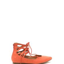Incaltaminte Femei CheapChic Point It Out Laced Faux Suede Flats Coral