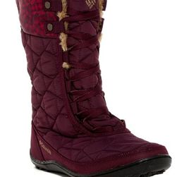 Incaltaminte Femei Columbia Minx Mid II Omni-Heat Print Faux Fur Waterproof Boot PURPLE DAHLIA-WET SAND