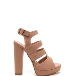 Incaltaminte Femei CheapChic Strappy Days Chunky Caged Platform Heels Taupe