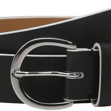 Ralph Lauren 1 1/8" Milford Endbar Belt w/ Contrast Edge Black/White