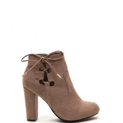 Incaltaminte Femei CheapChic Head To Toe Lace-up Chunky Booties Lttaupe