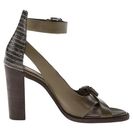 Incaltaminte Femei 10 Crosby Derek Lam Safra Army GreenBlack Mini Striped Snake Print