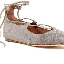 Donald J Pliner Paix Snake Embossed Lace-Up Flat PUMICE