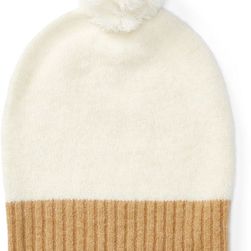 Ralph Lauren Two-Toned Knit Pom-Pom Hat Cream/Camel
