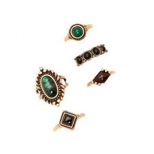 Bijuterii Femei Forever21 Antique Faux Stone Ring Set Antique goldgreen