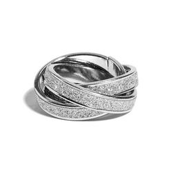 Bijuterii Femei GUESS Silver-Tone Intertwined Glitter Ring silver