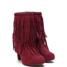 Incaltaminte Femei CheapChic Focus On Fringe Faux Suede Booties Berry