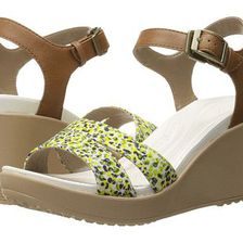 Incaltaminte Femei Crocs Leigh II Ankle Strap Graphic Wedge HazelnutGold