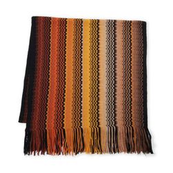 Accesorii Femei Missoni Zigzag Fringe Trim Wool-Blend Scarf Orange Taupe