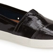 TOMS Avalon Patent Linen Slip-On (Women) BLACK