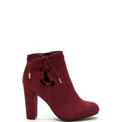 Incaltaminte Femei CheapChic Head To Toe Lace-up Chunky Booties Burgundy