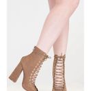 Incaltaminte Femei CheapChic It Factor Lace-up Block Heel Booties Taupe