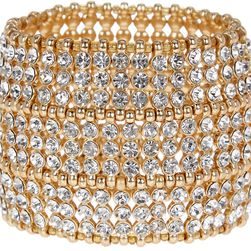 Natasha Accessories Wide Crystal Stretch Bracelet GOLD