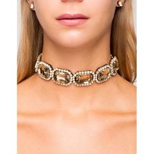 Bijuterii Femei CheapChic Squared Out Rhinestone Choker Metallic Champagne