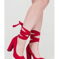 Incaltaminte Femei CheapChic Tie Me Over Chunky Faux Suede Pumps Dkred