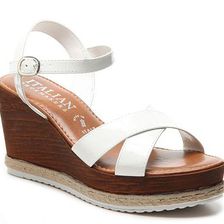 Incaltaminte Femei Italian Shoemakers Strappy Wedge Sandal White Patent