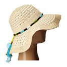 Accesorii Femei Betsey Johnson Floppy Straw Hat with Pom Pom Tassels Turquoise