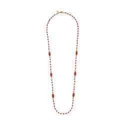 Ralph Lauren Modern Landscape 34" Rosary Link Oval Stone Necklace Coral/Gold