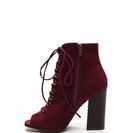 Incaltaminte Femei CheapChic Change Of Pace Lace-up Peep-toe Booties Burgundy