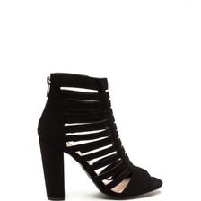 Incaltaminte Femei CheapChic Tell Me More Faux Nubuck Caged Heels Black