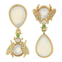 Bijuterii Femei Betsey Johnson Luminous Betsey Opal Bug Non-Matching Earrings White