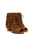 Incaltaminte Femei CheapChic Fancy Fringe Chunky Lace-up Booties Camel
