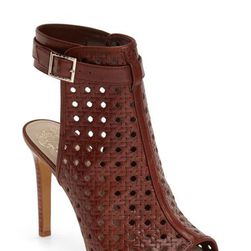 Incaltaminte Femei Vince Camuto Karsten Leather Weave Embossed Open Back Sandal DARK BROWN