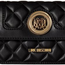LOVE Moschino Quilted Crossbody w/ Detachable Wallet Black