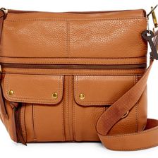 Fossil Morgan Top Zip Leather Crossbody SADDLE