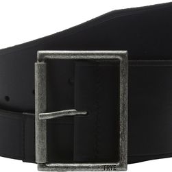Frye 65mm Shaped Leather Belt with Heat Crease on Pilgrim Roller Buckle Black/Antique Nickel
