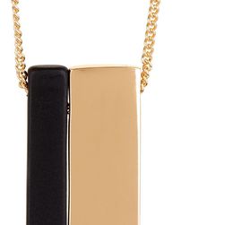 Natasha Accessories Two Tone Rectangle Pendants Necklace BLACK-GOLD