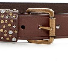 Nine West Leather Vintage Harness Strap Belt CHOCOLATE