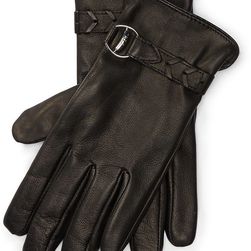 Ralph Lauren Bridle Belted Leather Gloves Black