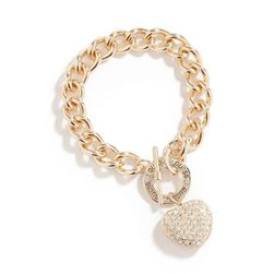 Bijuterii Femei GUESS Gold-Tone Rhinestone Heart Bracelet gold