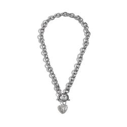 Bijuterii Femei GUESS Rhinestone Heart Toggle Necklace silver