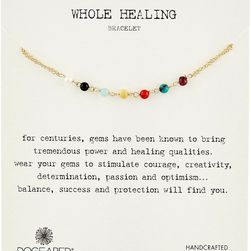 Dogeared Whole Healing Multi Gem Bracelet Gold Dipped