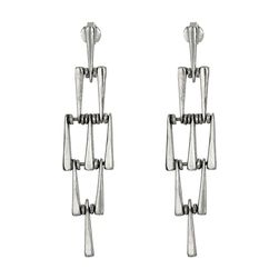 Lucky Brand Silver Geo Linear Drop Earrings Silver