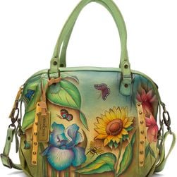 Anuschka Handbags Zip Top Medium Satchel Floral Dreams