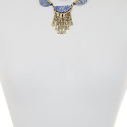Steve Madden Turquoise Stone Tassel Necklace BURNISHED GOLD LAPIZ