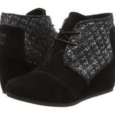 Incaltaminte Femei TOMS Desert Wedge Black Suede Metallic Boucle