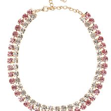 Natasha Accessories Double Row Crystal Necklace PINK-CRYSTAL
