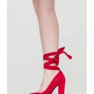 Incaltaminte Femei CheapChic Tie Me Over Chunky Faux Suede Pumps Dkred