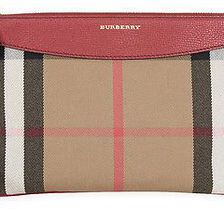 Burberry Horseferry Check Leather Clutch - Russet Red N/A