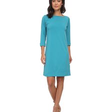 Christin Michaels Susan Print Shift Dress Teal