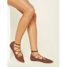 Incaltaminte Femei Forever21 Faux Suede Lace-Up Flats Pink